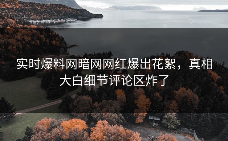 实时爆料网暗网网红爆出花絮，真相大白细节评论区炸了