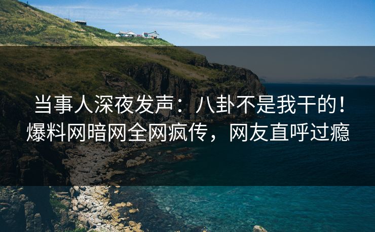 当事人深夜发声：八卦不是我干的！爆料网暗网全网疯传，网友直呼过瘾