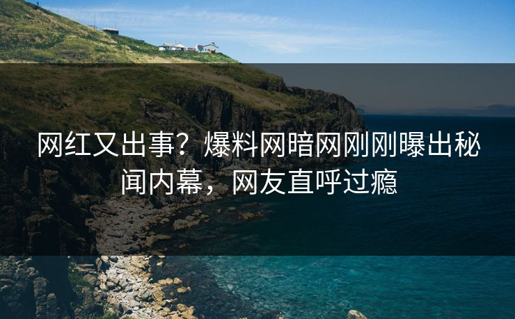 网红又出事?爆料网暗网刚刚曝出秘闻内幕,网友直呼过瘾